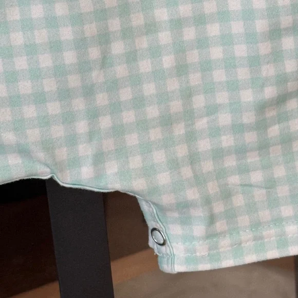 Hot air balloons appliqué shortall romper toddler boy jon jon gingham mint - Picture 7 of 7